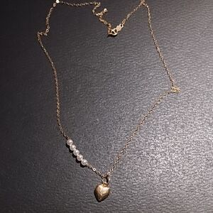5 small seawater peral and heart pendant necklace